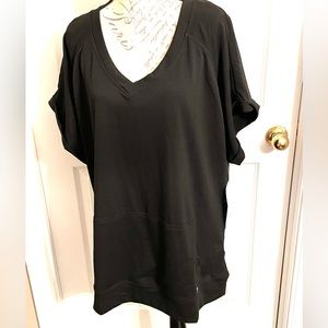 NWT Jones New York Sport Black Elbow/Dolman Sleeve Pullover Tunic Sweatshirt Top